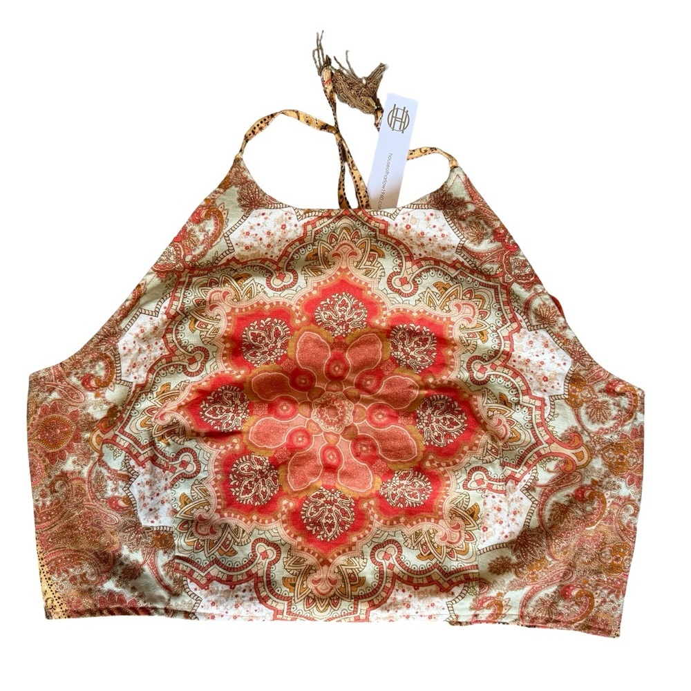 House of Harlow 1960 Red and Gold Crop Top